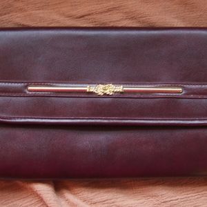 Maroon Shoulder Bag Clutch with Removable Strap